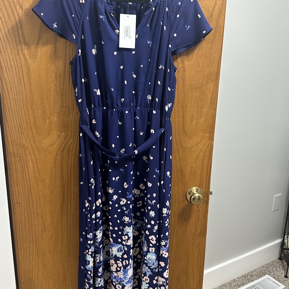 Collective Concepts Blue Maxi Sundress with Flutter Sleeves